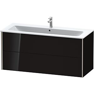 XViu Duravit vasque XV41280B140 121 x 56 x 48 cm, noir brillant, 2 tiroirs, suspendu, champagne mat
