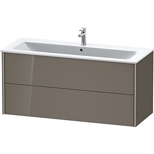 Duravit XViu Waschtisch-Unterschrank XV41280B189 121 x 56 x 48 cm, flannel grey hochglanz, 2 Schubkästen, wandhängend, champagner matt