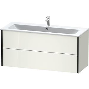 Duravit XViu Waschtisch-Unterschrank XV41280B222 121 x 56 x 48 cm, weiß hochglanz, 2 Schubkästen, wandhängend, schwarz matt
