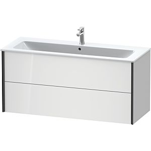 Duravit XViu Waschtisch-Unterschrank XV41280B285 121 x 56 x 48 cm, weiß hochglanz, 2 Schubkästen, wandhängend, schwarz matt