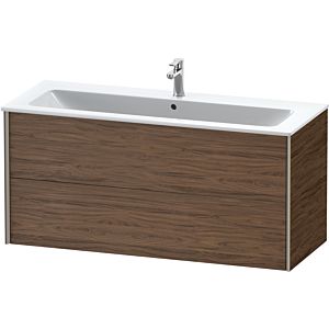 Duravit XViu Waschtisch-Unterschrank XV41280B121 121 x 56 x 48 cm, nussbaum dunkel, 2 Schubkästen, wandhängend, champagner matt