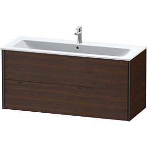 Duravit XViu Waschtisch-Unterschrank XV41280B269 121 x 56 x 48 cm, nussbaum gebürstet, 2 Schubkästen, wandhängend, schwarz matt