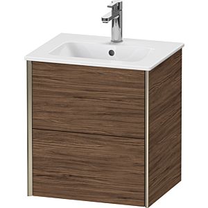 XViu Duravit vasque XV43150B121 51x42x56cm, 2 tiroirs, suspendu, champagne mat, noyer foncé