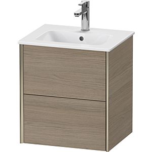 XViu Duravit vasque XV43150B135 51x42x56cm, 2 tiroirs, suspendu, champagne mat, chêne terra