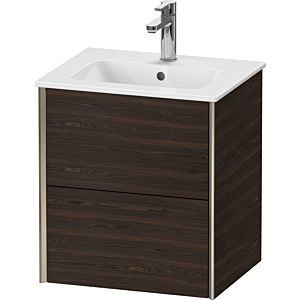 XViu Duravit vasque XV43150B169 51x42x56cm, 2 tiroirs, suspendu, champagne mat, noyer brossé
