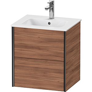 Duravit XViu Waschtisch-Unterschrank XV43150B279 51x42x56cm, 2 Schubkästen, wandhängend, schwarz matt, nussbaum natur