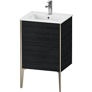 Duravit XViu Waschtisch-Unterschrank XV44590B116 51x42x59,4cm, 2 Auszüge, stehend, champagner matt, Eiche schwarz