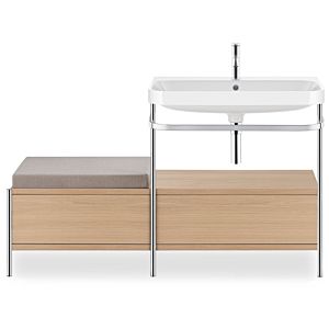 Duravit Happy D.2 Plus Möbelwaschtisch-Kombination HP4857O7171 140x49cm, mit Metallkonsole, 1 Hahnloch, mediterrane Eiche