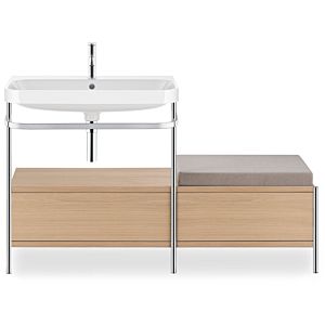Duravit Happy D.2 Plus Möbelwaschtisch-Kombination HP4862O7171 140x49cm, mit Metallkonsole, 1 Hahnloch, mediterrane Eiche