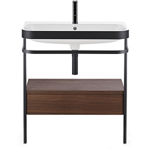 Duravit Happy D.2 Plus furniture washbasin combination HP4735O6969 57.5 x 49 cm, 1 tap hole, brushed walnut, with metal console