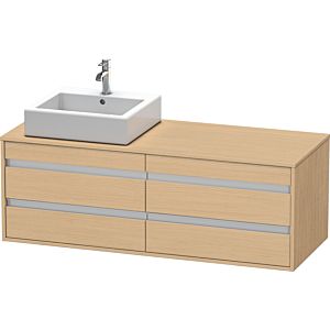 Duravit Ketho Waschtisch-Unterschrank KT6657L3030 140x55x49,6cm, für Aufsatzbecken, 4 Schubkästen, Ausschnitt links, Eiche natur