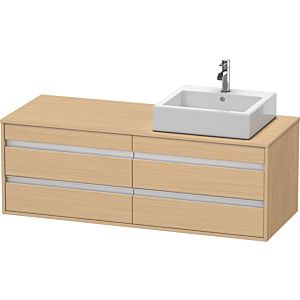 Duravit Ketho Waschtisch-Unterschrank KT6657R3030 140x55x49,6cm, für Aufsatzbecken, 4 Schubkästen, Ausschnitt rechts, Eiche natur