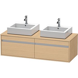 Duravit Ketho Waschtisch-Unterschrank KT6697B3030 140x55x42,6cm, für Aufsatzbecken, 2 Auszüge, Ausschnitt beidseitig, Eiche natur
