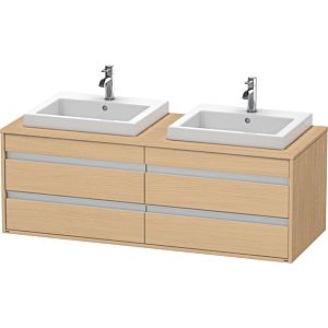Duravit Ketho Waschtisch-Unterschrank KT6757B3030 140x55x49,6cm, für Einbauwaschtisch, 4 Schubkästen, Ausschnitt beidseitig, Eiche natur