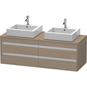Duravit Ketho meuble sous-vasque KT6657B3535 140x55x49,6cm, pour Vasques  à poser , 4 tiroirs, découpe des deux côtés, chêne terra