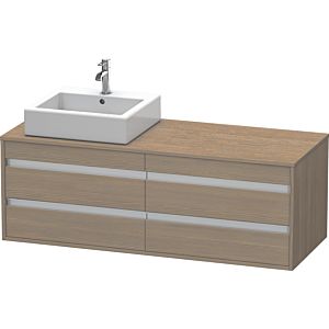 Duravit Ketho meuble sous-vasque KT6657L3535 140x55x49,6cm, pour Vasques  à poser , 4 tiroirs, découpe à gauche, chêne terra