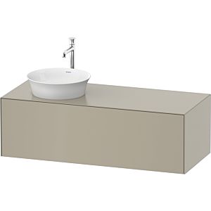 Duravit White Tulip meuble sous-vasque WT4977L6060 130 x 55 cm, Taupe Seidenmatt , 2000 , coulissant 2000 , plaque console match3, vasque à gauche