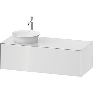 Duravit White Tulip meuble sous-vasque WT4977L8585 130 x 55 cm, Blanc Brillant , 2000 , coulissant 2000 , plaque console match3, vasque à gauche