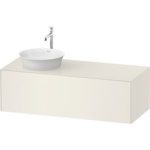 Duravit White Tulip meuble sous-vasque WT4977LH4H4 130 x 55 cm, Nordic Blanc Brillant , 2000 , coulissant 2000 , plaque console match3, vasque à gauche