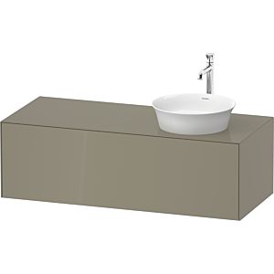 Duravit White Tulip WT4977RH2H2 130 x 55 cm, Steingrau Hochglanz , wall-mounted, 2000 pull-out, 2000 console plate, basin on the right