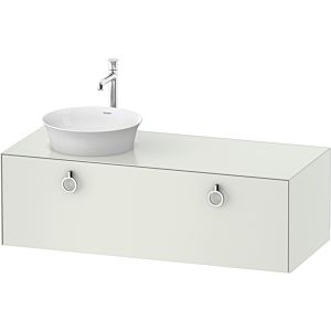 Duravit White Tulip meuble sous-vasque WT4982L3636 130 x 55 cm, Weiß Seidenmatt , 2000 , match3 coulissant avec poignée, vasque à gauche