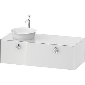 Duravit White Tulip meuble sous-vasque WT4982L8585 130 x 55 cm, Blanc Brillant , 2000 , match3 coulissant avec poignée, vasque à gauche