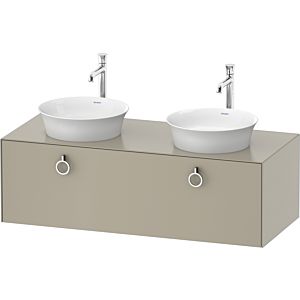 Duravit White Tulip meuble sous-vasque WT4983B6060 130 x 55 cm, Taupe Seidenmatt , 2000 , match3 coulissant avec poignée, vasque des deux côtés