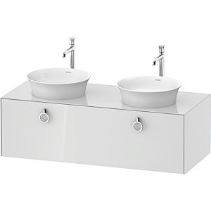 Duravit White Tulip meuble sous-vasque WT4983B8585 130 x 55 cm, Blanc Brillant , 2000 , match3 coulissant avec poignée, vasque des deux côtés