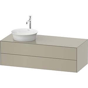 Duravit White Tulip Waschtisch-Unterschrank WT4987L6060 130 x 55 cm, Taupe Seidenmatt, wandhängend, 2 Schubkästen, 1 Konsolenplatte, Becken links