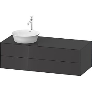 Duravit White Tulip vasque match0 WT4987LH1H1 130 x 55 cm, Graphit brillant, suspendu, 2 tiroirs, 2000 , vasque à gauche