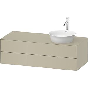Duravit White Tulip WT4987RH3H3 130 x 55 cm, Taupe Hochglanz , suspendu, 801 tiroirs, 2000 panneau console, vasque à droite