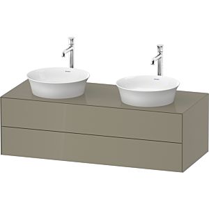 Duravit White Tulip Waschtisch-Unterschrank WT4988BH2H2 130 x 55 cm, Steingrau Hochglanz, wandhängend, 2 Schubkästen, 1 Konsolenplatte, Becken beidseitig