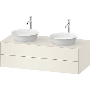 Duravit White Tulip vanity unit WT4988BH4H4 130 x 55 cm, Nordic White High Gloss , wall-hung, 2 drawers, 2000 console plate, basin on both sides