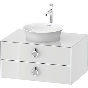 Duravit White Tulip meuble sous-vasque WT499008585 80 x 55 cm, Blanc Brillant , suspendu, 2 tiroirs avec poignée, plaque console 2000