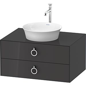 Duravit White Tulip vasque match0 WT49900H1H1 80 x 55 cm, Graphit brillant, suspendu, 2 tiroirs avec poignée, plaque console 2000