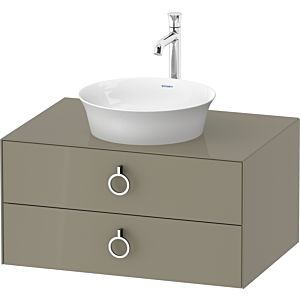 Duravit White Tulip vanity unit WT49900H2H2 80 x 55 cm, stone gray high gloss, wall-hung, 2 drawers with handle, 2000 console plate