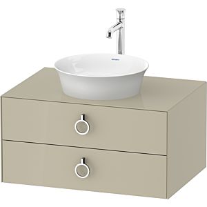 Duravit White Tulip vasque match0 WT49900H3H3 80 x 55 cm, Taupe brillant, suspendu, 2 tiroirs avec poignée, plaque console 2000