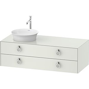 Duravit White Tulip meuble sous-vasque WT4992L3636 130 x 55 cm, Weiß Seidenmatt , suspendu, 2 tiroirs avec poignée, vasque à gauche