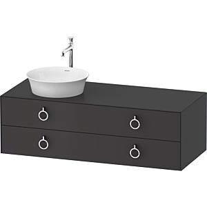 Duravit White Tulip vasque match0 WT4992L5858 130 x 55 cm, Graphit mat, suspendu, 2 tiroirs avec poignée, vasque à gauche