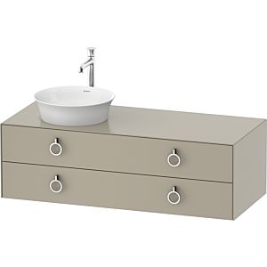 Duravit White Tulip meuble sous-vasque WT4992L6060 130 x 55 cm, Taupe Seidenmatt , suspendu, 2 tiroirs avec poignée, vasque à gauche