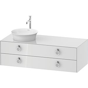 Duravit White Tulip meuble sous-vasque WT4992L8585 130 x 55 cm, Blanc Brillant , suspendu, 2 tiroirs avec poignée, vasque à gauche
