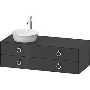 Duravit White Tulip vasque WT4992LH1H1 130 x 55 cm, Graphit brillant, suspendu, 2 tiroirs avec poignée, vasque à gauche
