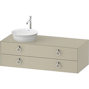 Duravit White Tulip vasque match0 WT4992LH3H3 130 x 55 cm, Taupe brillant, suspendu, 2 tiroirs avec poignée, vasque à gauche