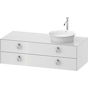 Duravit White Tulip WT4992R8585 130 x 55 cm, Blanc Brillant , suspendu, 801 tiroirs avec poignée, vasque à droite