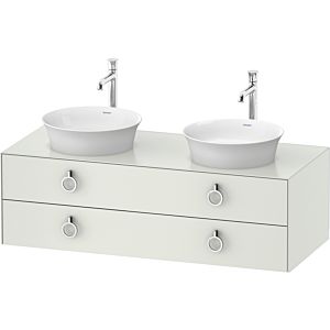 Duravit White Tulip meuble sous-vasque WT4993B3636 130 x 55 cm, Weiß Seidenmatt , suspendu, 2 tiroirs avec poignées, vasque des deux côtés