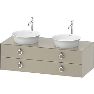 Duravit White Tulip meuble sous-vasque WT4993B6060 130 x 55 cm, Taupe Seidenmatt , suspendu, 2 tiroirs avec poignées, vasque des deux côtés