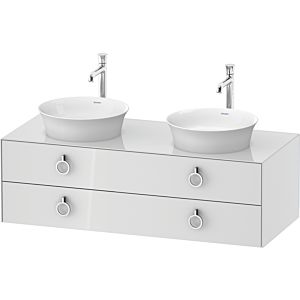 Duravit White Tulip meuble sous-vasque WT4993B8585 130 x 55 cm, Blanc Brillant , suspendu, 2 tiroirs avec poignées, vasque des deux côtés