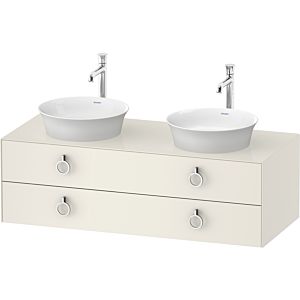 Duravit White Tulip vanity unit WT4993BH4H4 130 x 55 cm, Nordic White High Gloss , wall-hung, 2 drawers with handles, basin on both sides