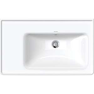 Duravit D-Neo lavabo pour meuble 23708000601 80cm, wondergliss blanc, sans trou pour robinetterie, avec trop-plein, vasque à droite