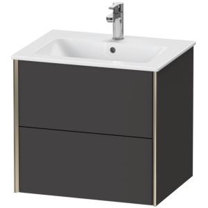 Duravit XViu Waschtisch-Unterschrank XV41250B180 61 x 56 x 48 cm, graphit supermatt, 2 Schubkästen, wandhängend, champagner matt